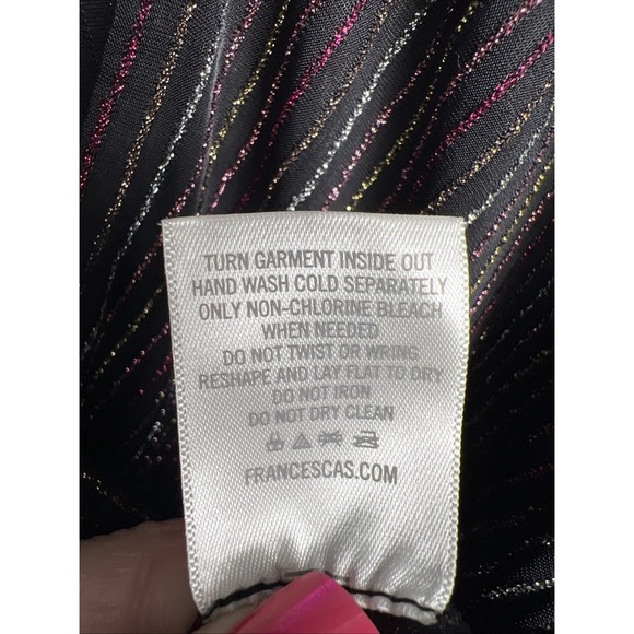 Miami Metallic Striped V-Neck Long Sleeve Stretch Peplum Top Size Medium - Picture 6 of 8